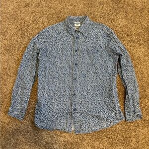 Old Navy || Floral Cotton Denim Button Down Shirt Size XL